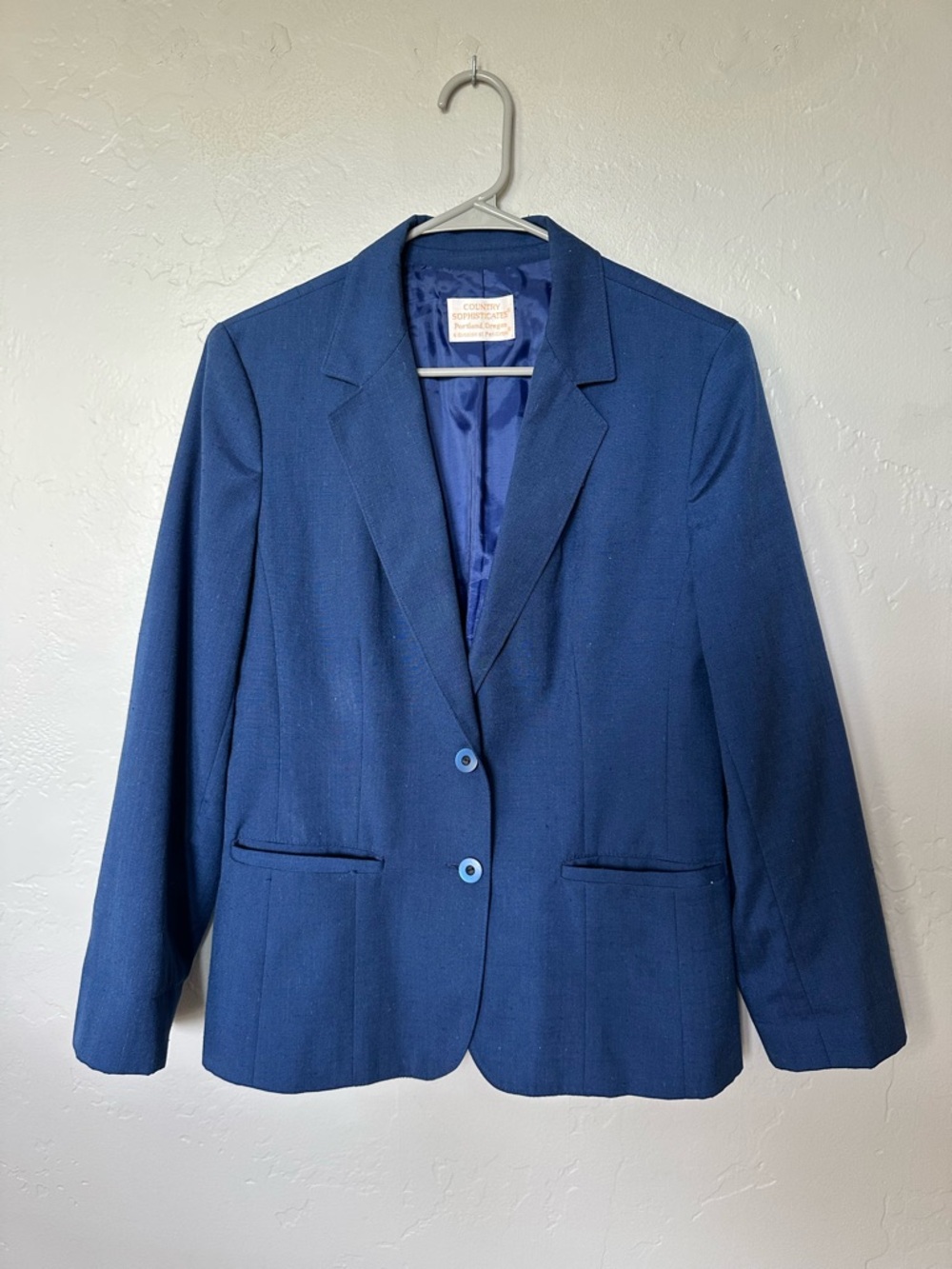 Country Sophisticates by Pendleton Vintage Blue Button Blazer with Satin Lining